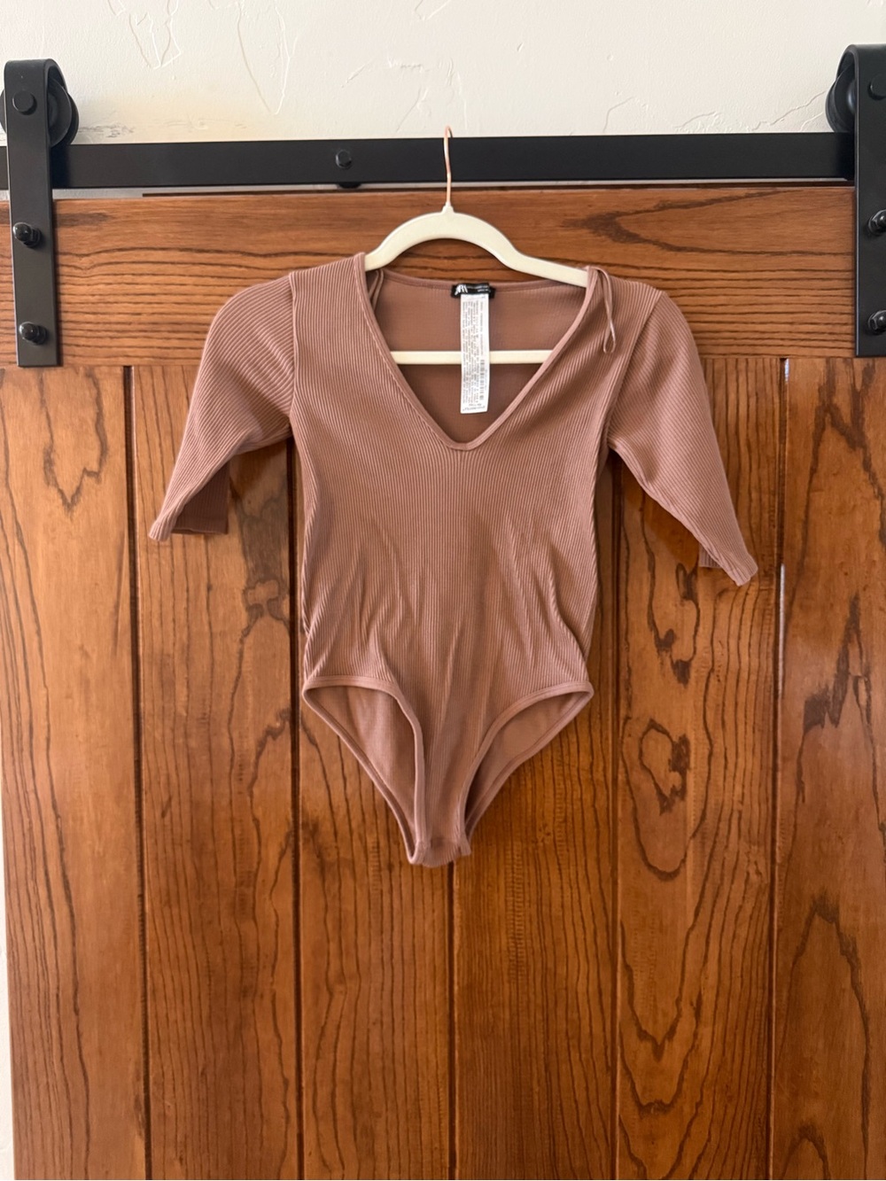 Zara Mauve Ribbed V-Neck Girls' One-Piece Bodysuit